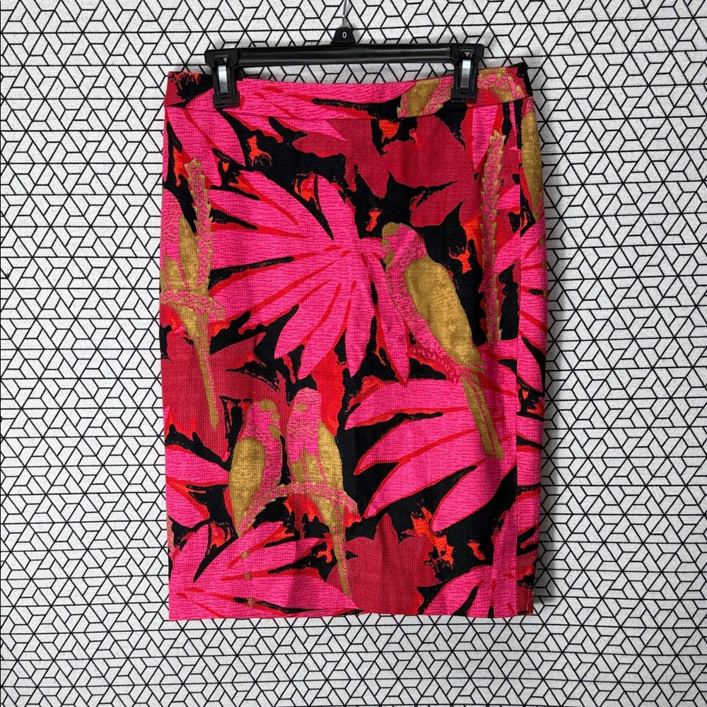 J. Crew Vibrant Pink and Gold Pencil Skirt NWT